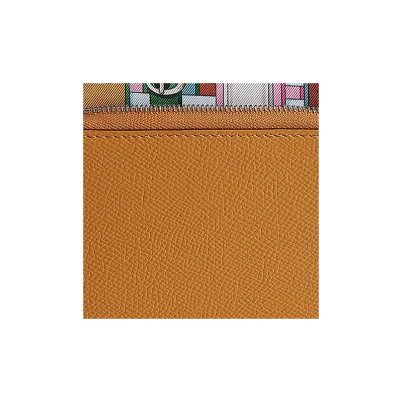 HERMES Silk'In Epsom And Barenia Calfskin Wallet Small Size Women's Sesame Brown-2