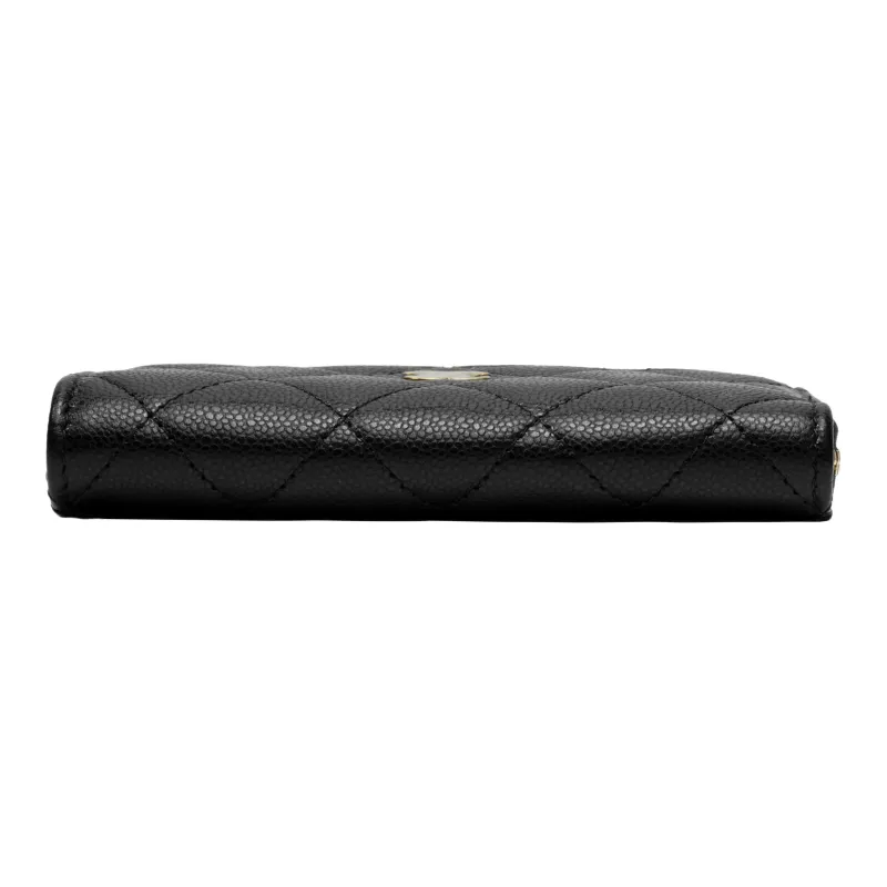 CHANEL Grain Caviar Cow Leather Card Holder Women's Black-3