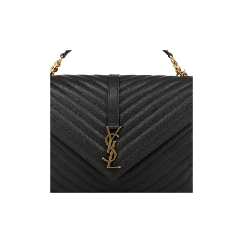 SAINT LAURENT College Leather Portable Crossbody Bag, Shoulder Bag Tubas Women's Black-3