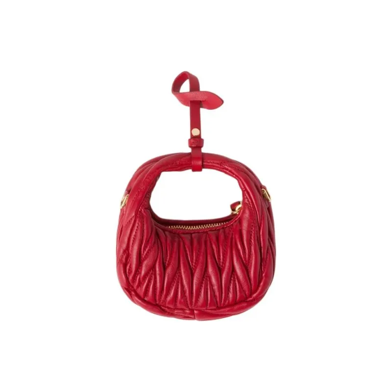 MIU MIU Wander Matelasse Nappa Leather Micro Hobo Bag Red-3