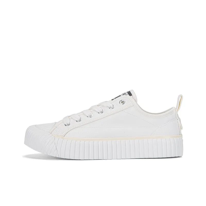 Kappa Anti Slip Wear Resistant Low Top Skateboard Shoes Unisex Classic White-0