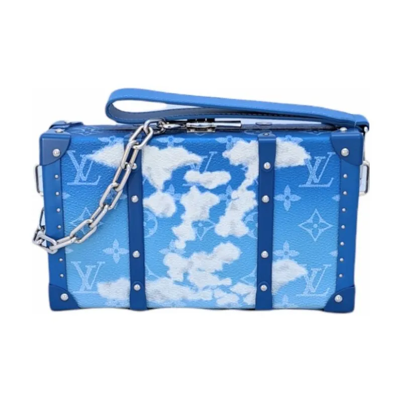 LOUIS VUITTON Canvas With Leather Wallets Clutches Men's Gradient Blue-4