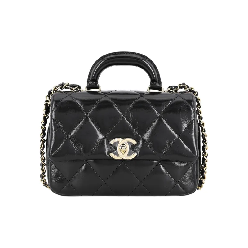 CHANEL Polished Lambskin Flap Bag, Shoulder Bag, Crossbody Bag Women's Black-1