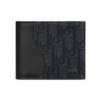 DIOR Grain Cow Leather With Oblique Grain Wallet Men's Black