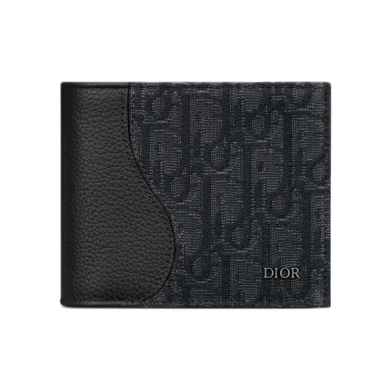 DIOR Grain Cow Leather With Oblique Grain Wallet Men's Black-0