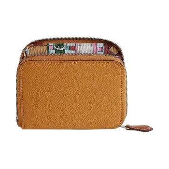 HERMES Silk'In Epsom And Barenia Calfskin Wallet Small Size Women's Sesame Brown