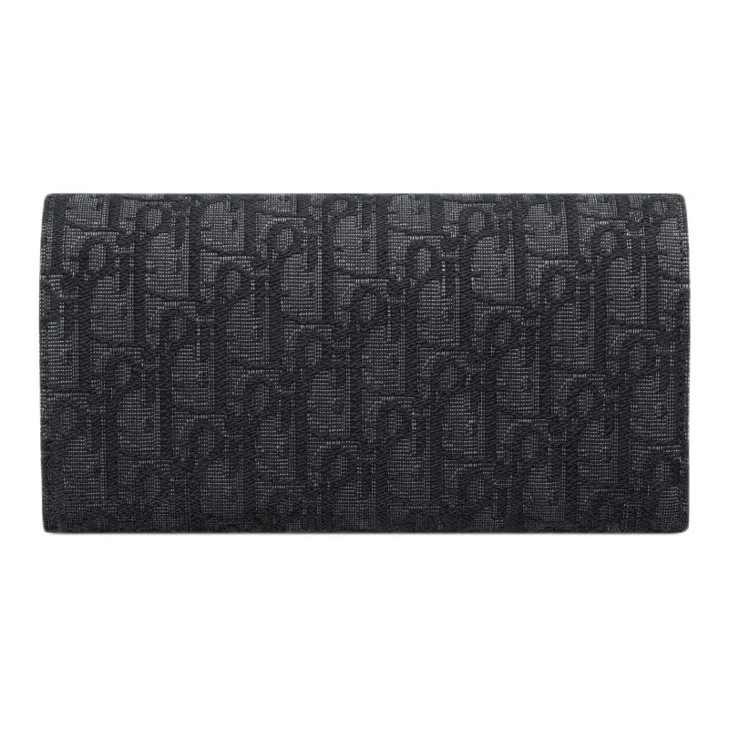 DIOR Oblique Printed Fabric Wallet Men's Black-2