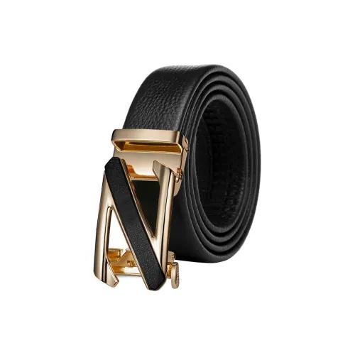 JEEP SPIRIT Young Business Cow Leather Automatic Buckle Lightweight Luxury Elegant Leather Belts Men's 3.5cm