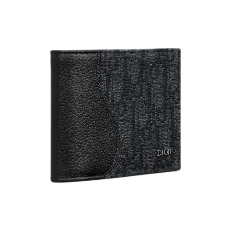 DIOR Grain Cow Leather With Oblique Grain Wallet Men's Black-1