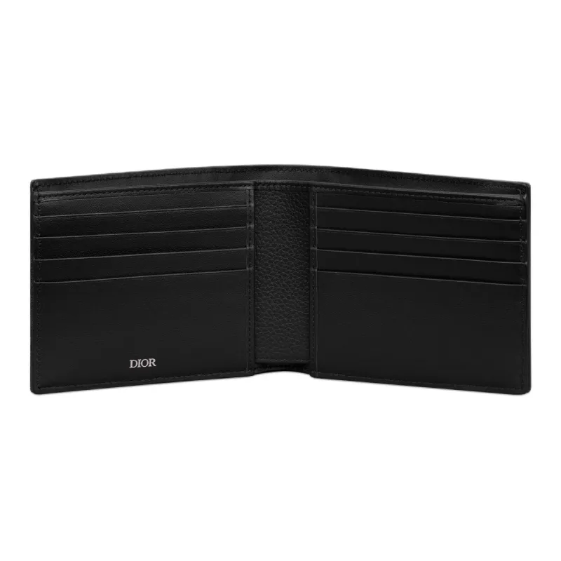 DIOR Grain Cow Leather With Oblique Grain Wallet Men's Black-3