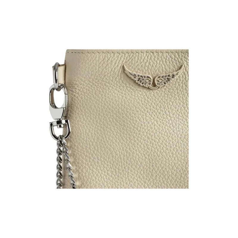 Zadig & Voltaire Cow Leather Smartphone Pocket Cell Phone Pouch Shoulder Bag Crossbody Bag Women's Beige-2