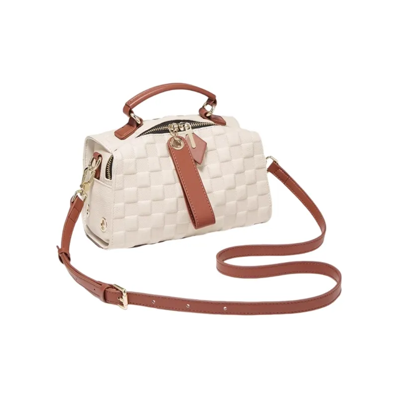 Marino Orlandi Cow Leather With Synthetic Leather One Shoulder Handbag Tubas Women's Cookie Yellow/Ecru-7