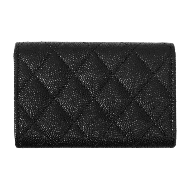 CHANEL Grain Embossed Calfskin Card Holder, Wallet Women's Black-2