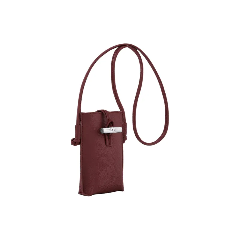 LONGCHAMP Roseau Grained Cow Leather Crossbody Bag Shoulder Bag With Cell Phone Pouch Women's Dark Purple-2
