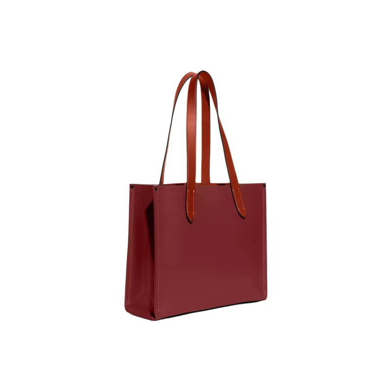 COACH Relay Leather Tote Bag, Shopping Bag, Shoulder Bag, Handbag Tubas Men's Gemstone Red-2