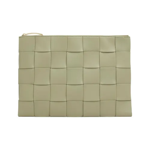 Bottega Veneta Leather Clutch Medium Size Women's Green
