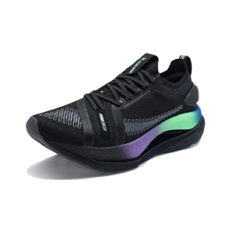 XTEP Cushioning Wear Resistant Low Top Running Shoes Men's Black Mauve Neon Green-1