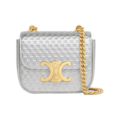 celine Camarat Calfskin Shoulder Bag, Crossbody Bag Mini Women's Silver
