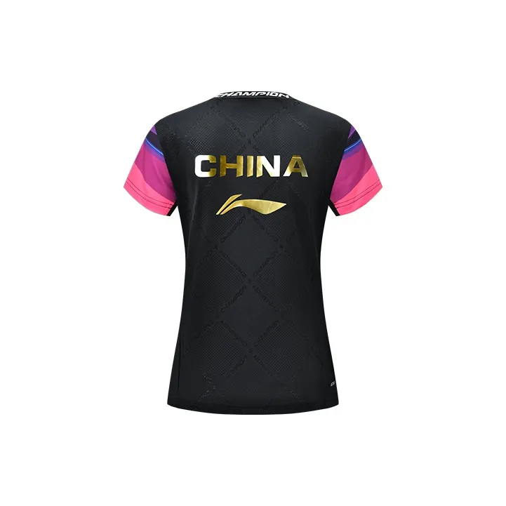 LiNing Table Tennis Series T Shirt Unisex Fluorescent Lotus Pink-2
