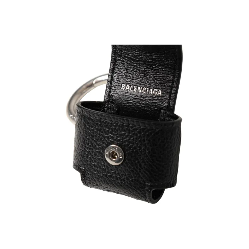Balenciaga Cash Grained Calfskin Handheld Earphone Case Women's Black-4
