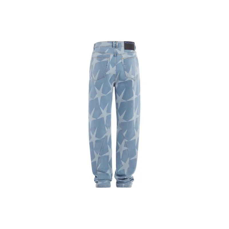 Mugler Star-print Low-rise Tapered Jeans-1