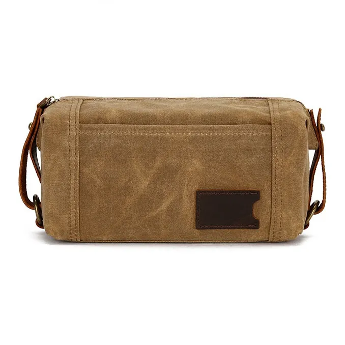 G-FAVOR Canvas Canvas Bag Clutch Handbag Toiletry Bag Small Size Unisex Khaki/Black/Coffee/Army Green/Coral Cyan-0
