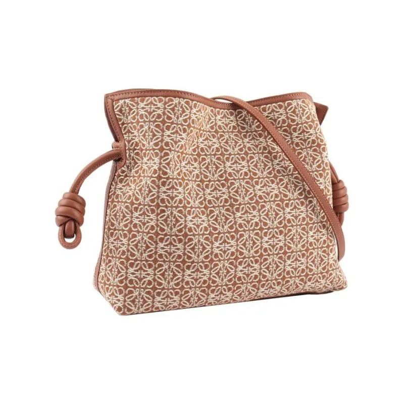 LOEWE Flamenco Clutch In Anagram Jacquard And Calfskin Tan/Pecan-4