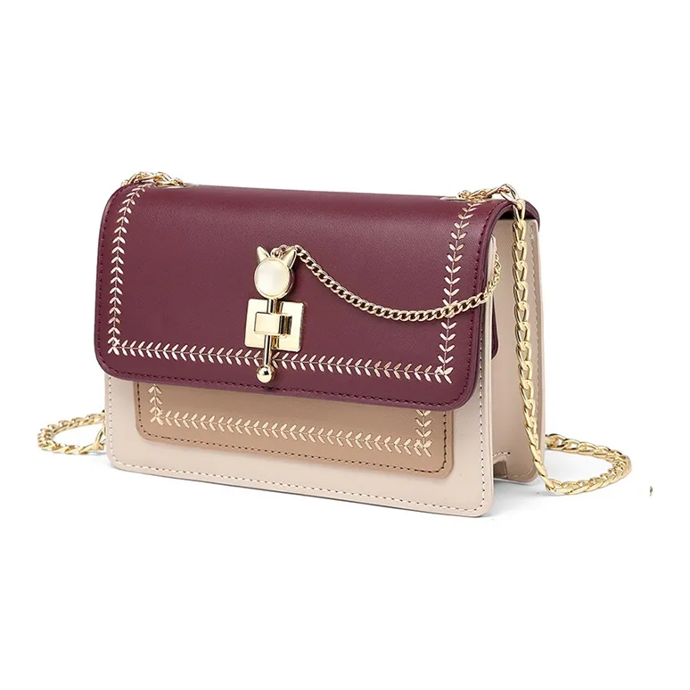 AUGTARLION Artificial Leather Small Square Bag Shoulder Bag Crossbody Bag Regular Women's Light Apricot/Agate Red-10