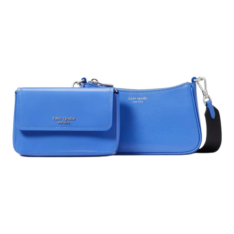 Kate Spade Saffiano Patent Leather Shoulder Bag Crossbody Bag Women's Opal Blue-1