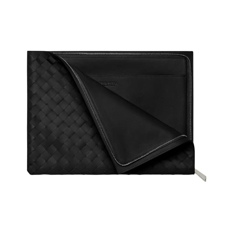Bottega Veneta Cow Leather Clutch Men's Black-4
