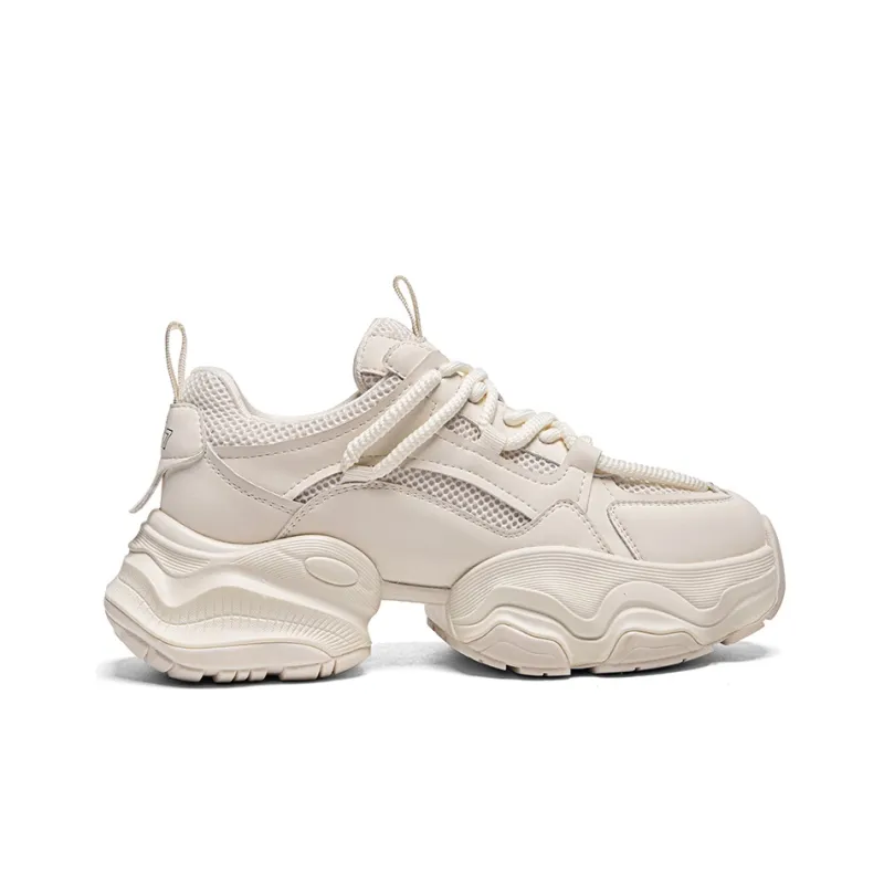 Kappa Anti Slip And Wear Resistant Height Increasing Low Top Chunky Sneakers Women's Classic White-1