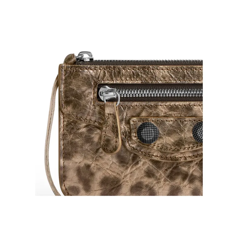 Balenciaga Le Cagole Lambskin Card Holder Women's Brown Leopard Print-2