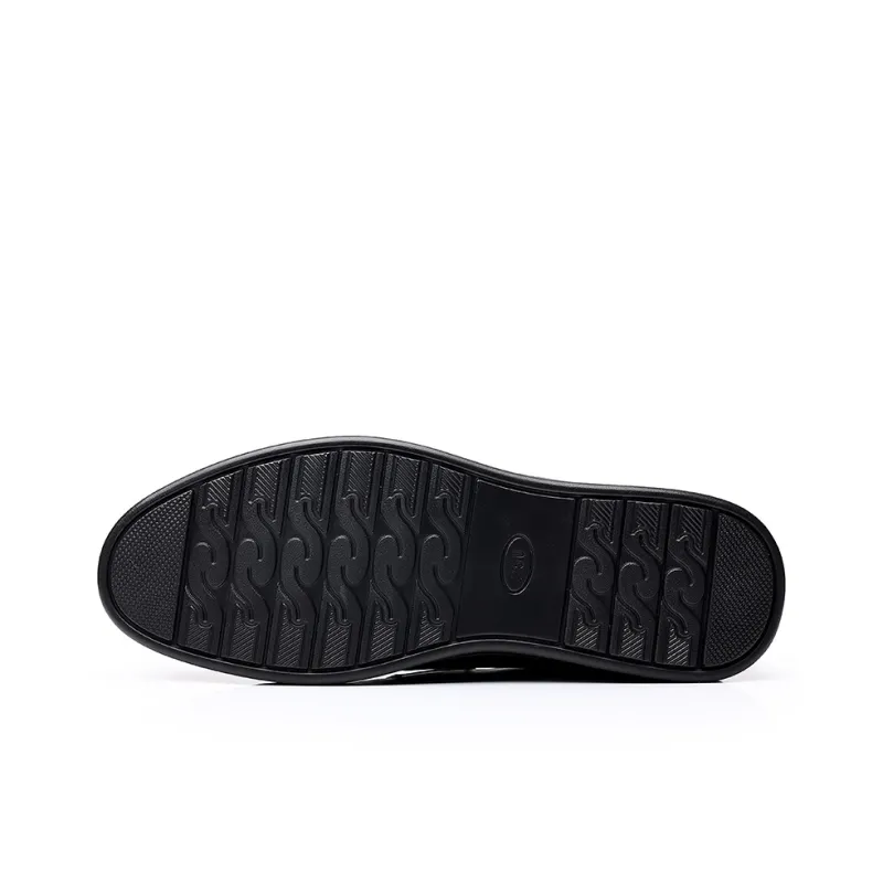 MODENGPAN Men's Casual Shoes Men Low Top Black/Brown-2
