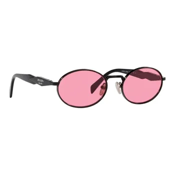 PRADA Metal Acetyl Oval Sunglasses Women's Black