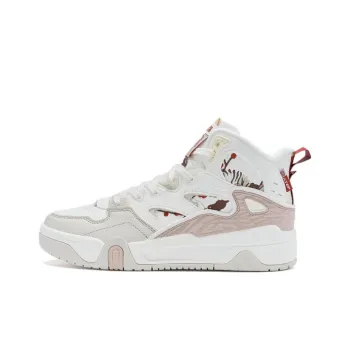 XTEP Wear Resistant High Top Skateboard Shoes Women's Sail White Brown Pink White Sand Gray