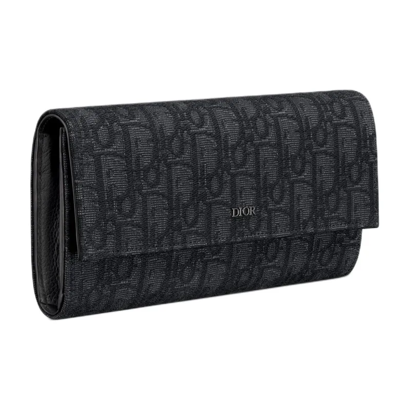 DIOR Oblique Printed Fabric Wallet Men's Black-1