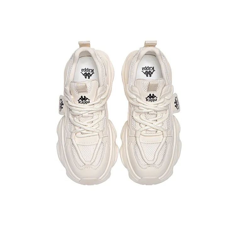 Kappa Anti Slip And Wear Resistant Height Increasing Low Top Chunky Sneakers Women's Classic White-3