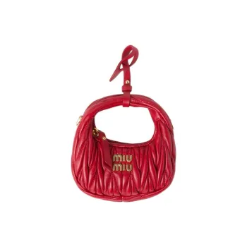 MIU MIU Wander Matelasse Nappa Leather Micro Hobo Bag Red
