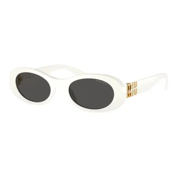 MIU MIU Acetate Oval Sunglasses Women's White