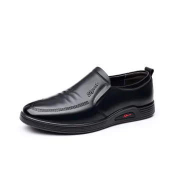 MODENGPAN Men's Casual Shoes Men Low Top Black/Brown