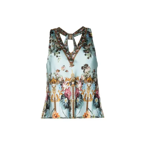 CAMILLA Graphic-print Silk Tank Top