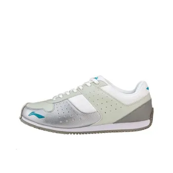 LiNing Cushioning Anti Slip And Wear Resistant Low Top Training Shoes Unisex Silver White Blue