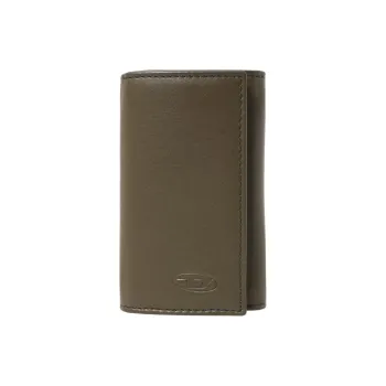 DIESEL Cow Leather Key Pouch Unisex Olive Green & Orange