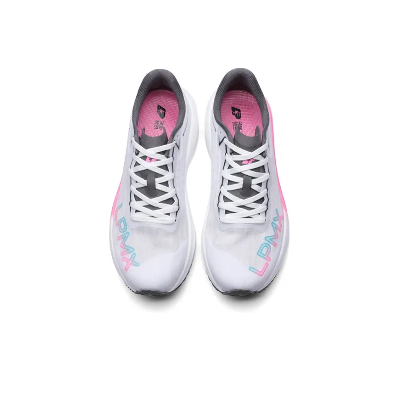 LPMX Cushioned Slip Resistant Breathable Lightweight Low Top Running Shoes Women's White Gray Pink-3