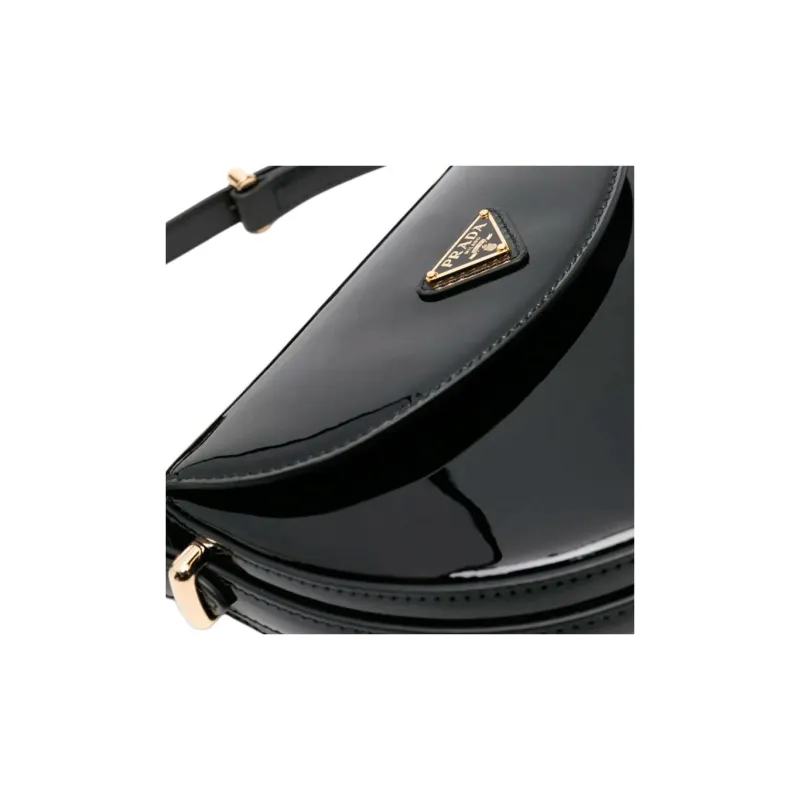 PRADA Patent Leather Crossbody Bag Shoulder Bag Women's Black-2