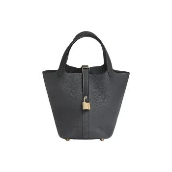HERMES Picotin Lock Clemence Bullock Leather Basket Bag Handbag Bucket Bag Women's H0 Misty Gray