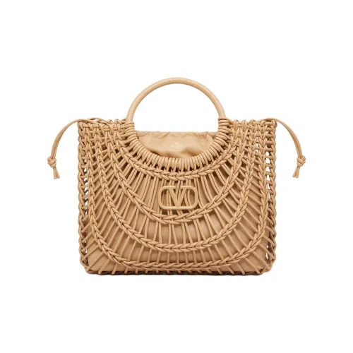 Valentino Leather Tote Bag Shopping Bag Handbag Women's Cappuccino-Colored