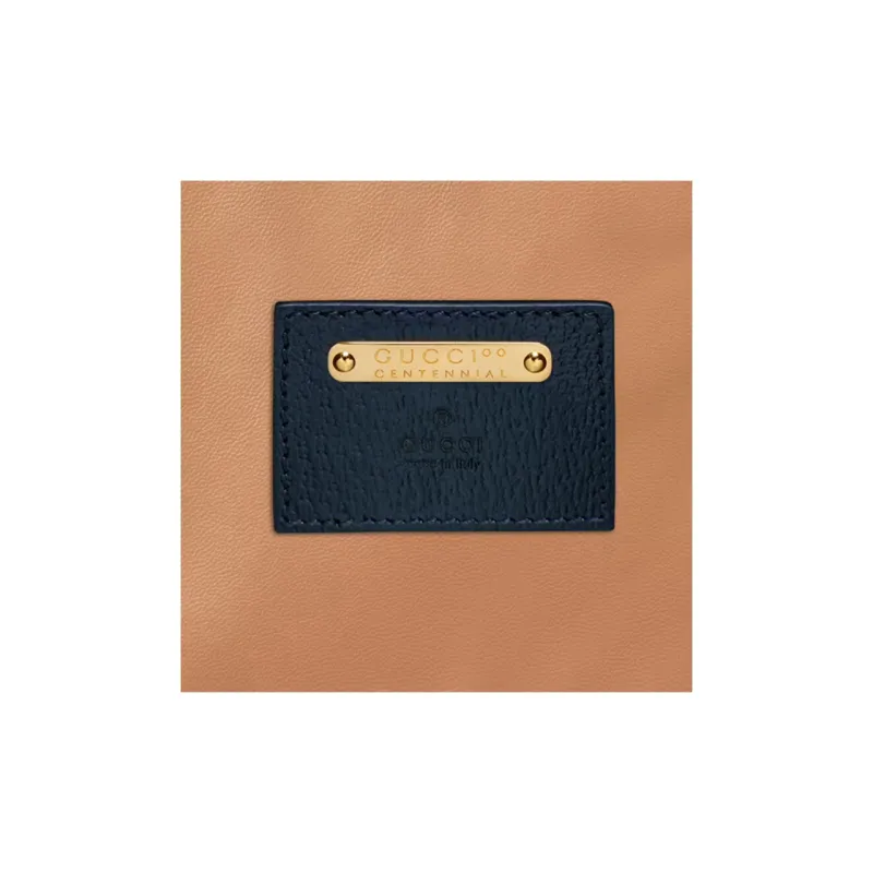 GUCCI Ophidia Leather Canvas Bucket Bags Shoulder Bag Crossbody Bag Mini Unisex Orange & Dark Blue-6