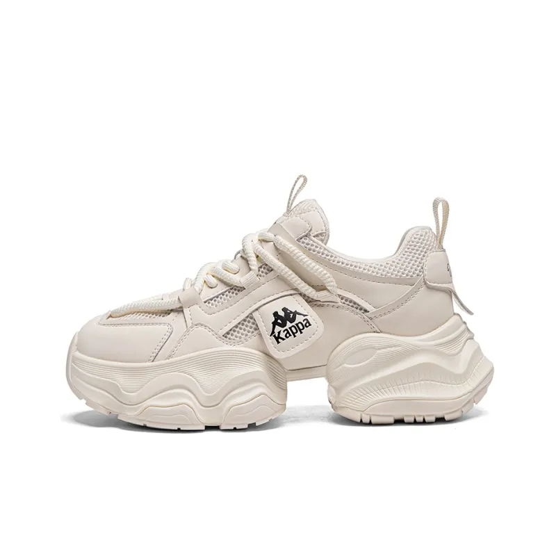 Kappa Anti Slip And Wear Resistant Height Increasing Low Top Chunky Sneakers Women's Classic White-0