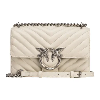 PINKO Sheepskin One Shoulder Handbag Crossbody Bag Mini Women's White